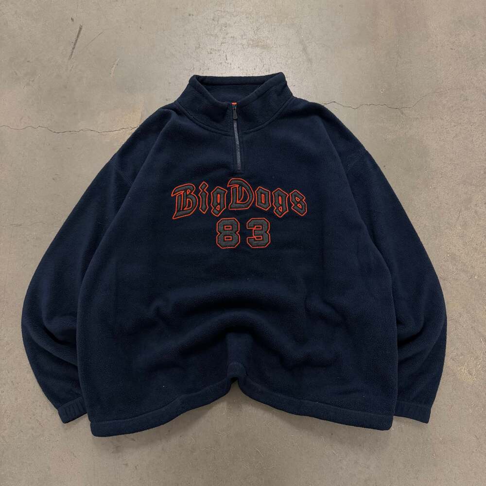 Vintage Big Dogs 83 Polar Fleece Quarter Zip Pullover Size L